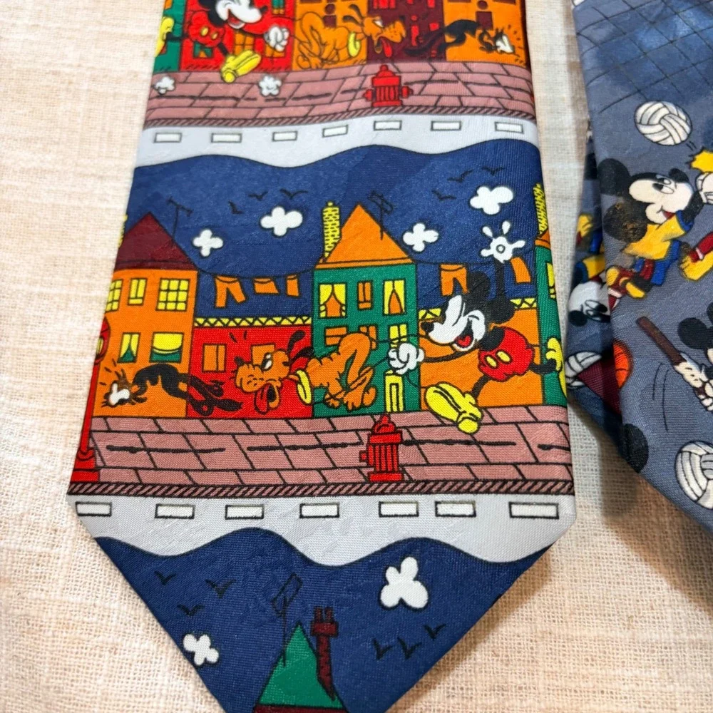 Mickey Unlimited Disney Mens Necktie Set of 2 Mickey Mouse Sports‎ City USA Made